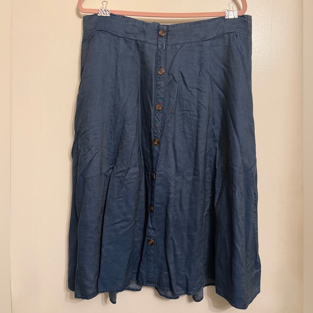 Torrid Chambray Faux Button-Down Midi Skirt